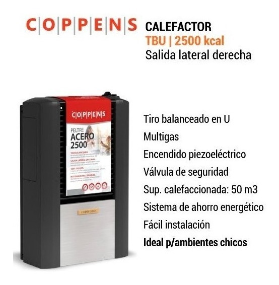 Calefactor Tiro Balanceado U Coppens 2500kcal Salida Derecha