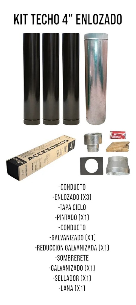 Estufa A Leña Tromen Eco 7000kcal + Kit De Techo 4  Enlozado