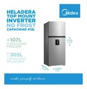 Heladera No Frost Inverter Midea Ac. Inox Top Mount  412 L