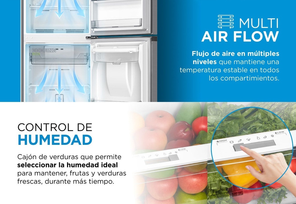 Heladera No Frost Inverter Midea Ac. Inox Top Mount  412 L