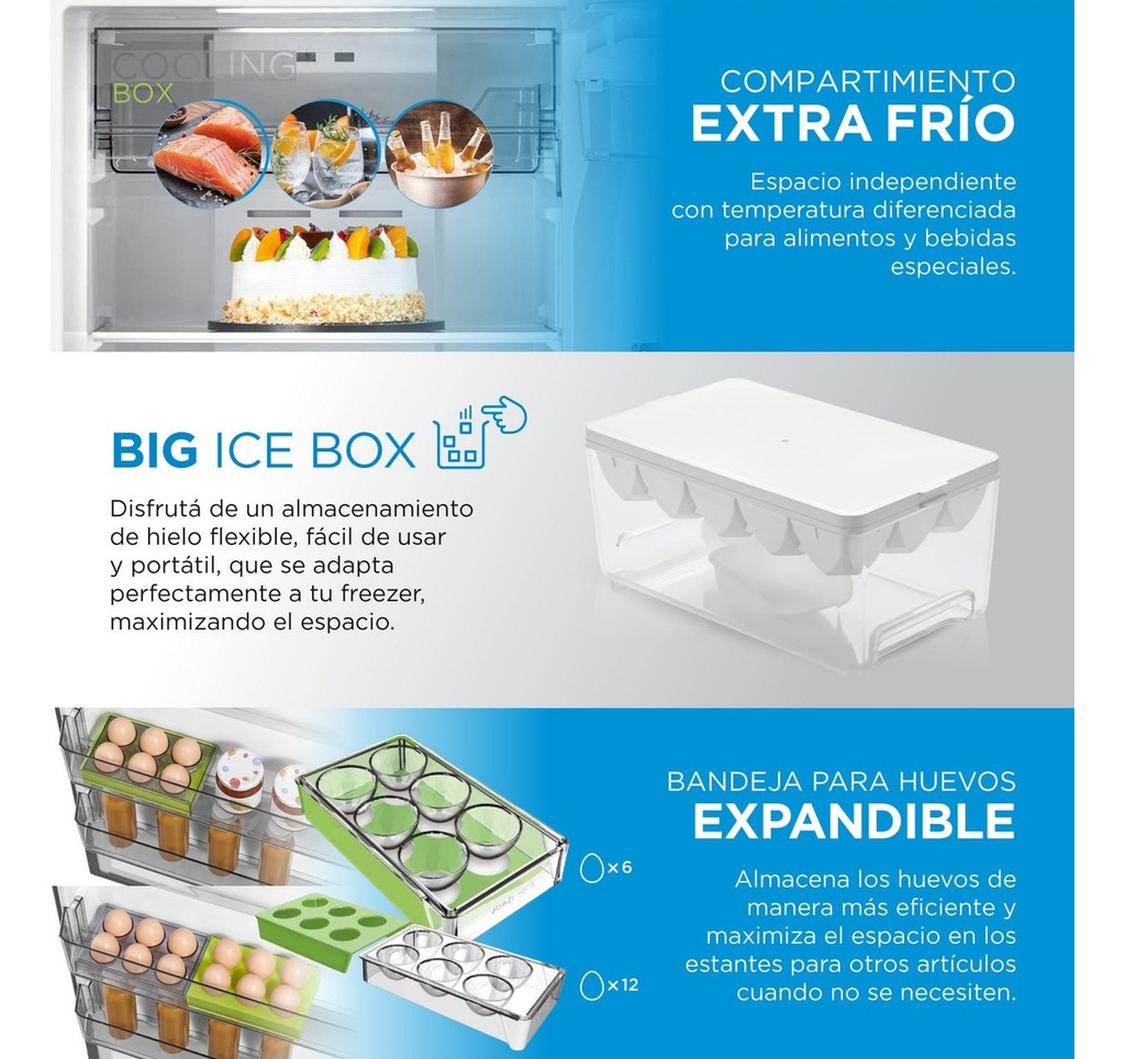 Heladera No Frost Inverter Midea Ac. Inox Top Mount  412 L