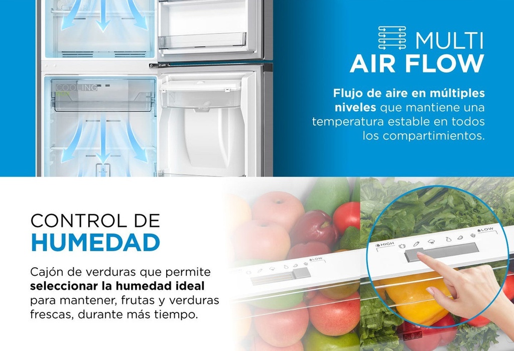 Heladera No Frost Inverter Midea - Inox Top Mount 340 Litros