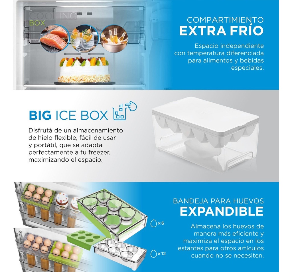 Heladera No Frost Inverter Midea - Inox Top Mount 340 Litros
