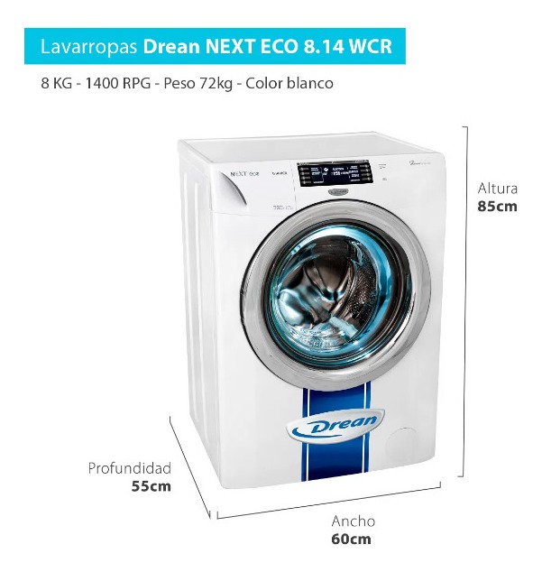 Lavarropas Drean Next 8.14 Wcr Eco Inverter Wifi