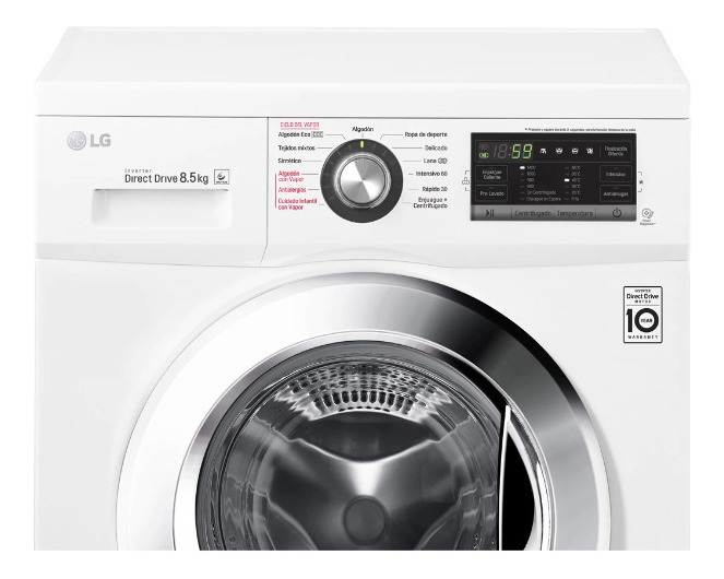 Lavarropas LG Wm8516we6 Frontal 8,5 Kg Inverter