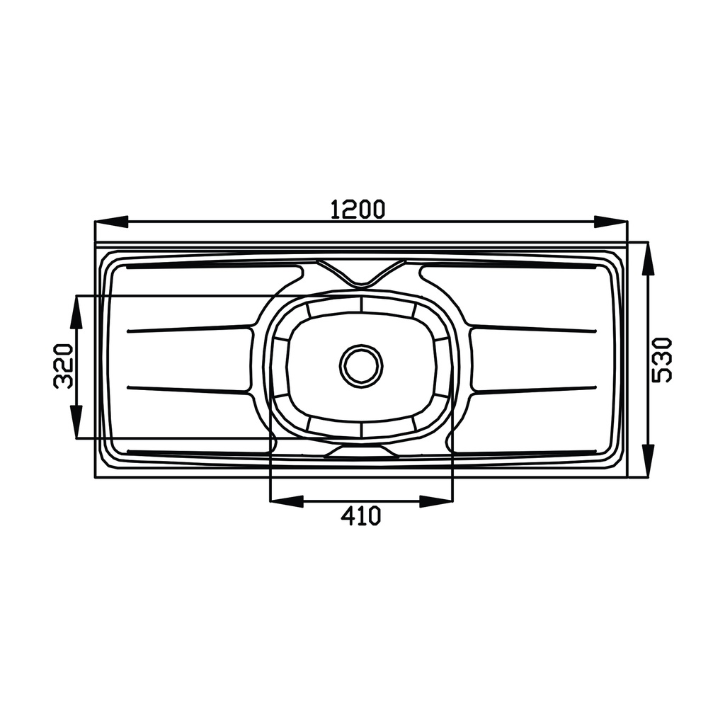MESADA ORLANDI GHELPLUS 1,20 x 53 ACERO INOX B.CENTRAL COD 40