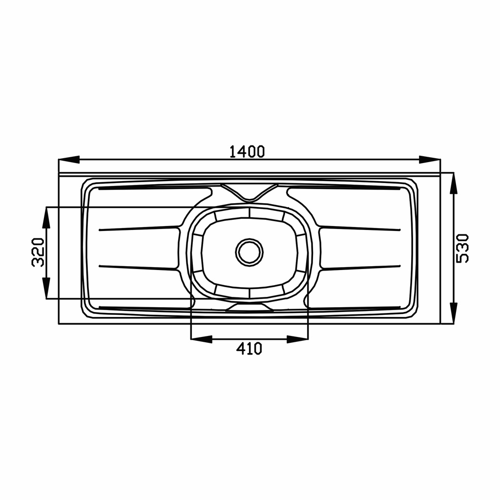 MESADA ORLANDI GHELPLUS 1,40 x 53 ACERO INOX B.CENTRAL COD 42