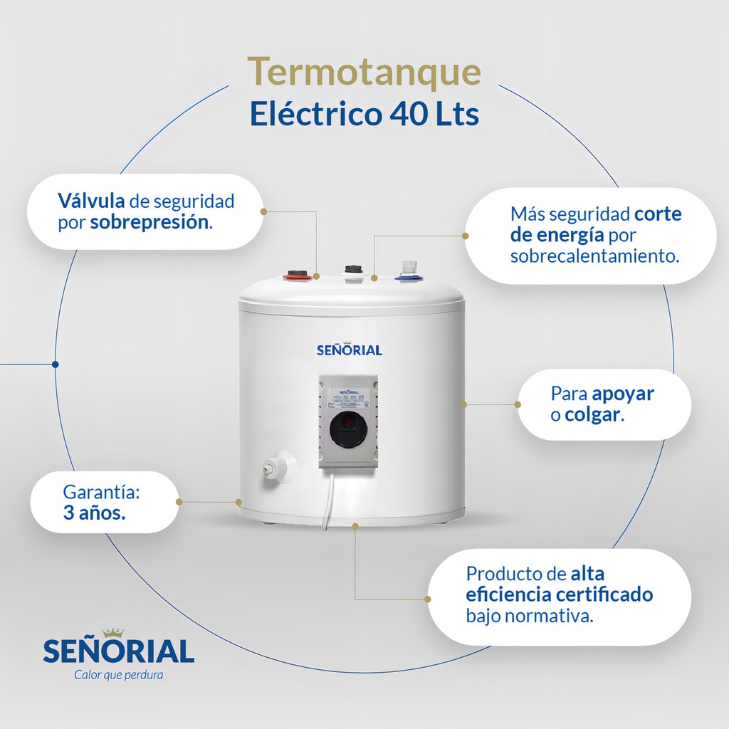 Termotanque Eléctrico Señorial Zafiro Tesz-40 Blanco 40l