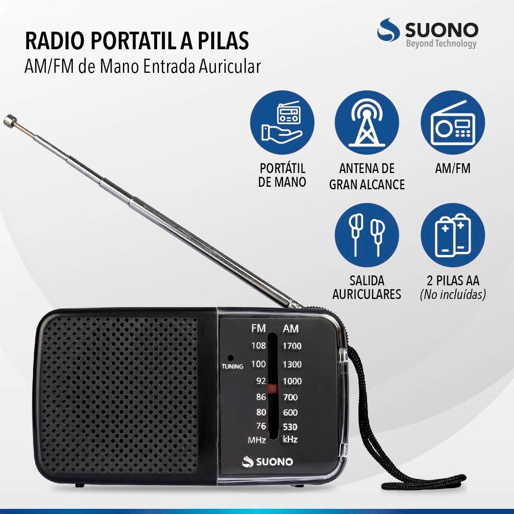 Radio Portatil Suono Ayv0021 Am/fm Gris Compacta