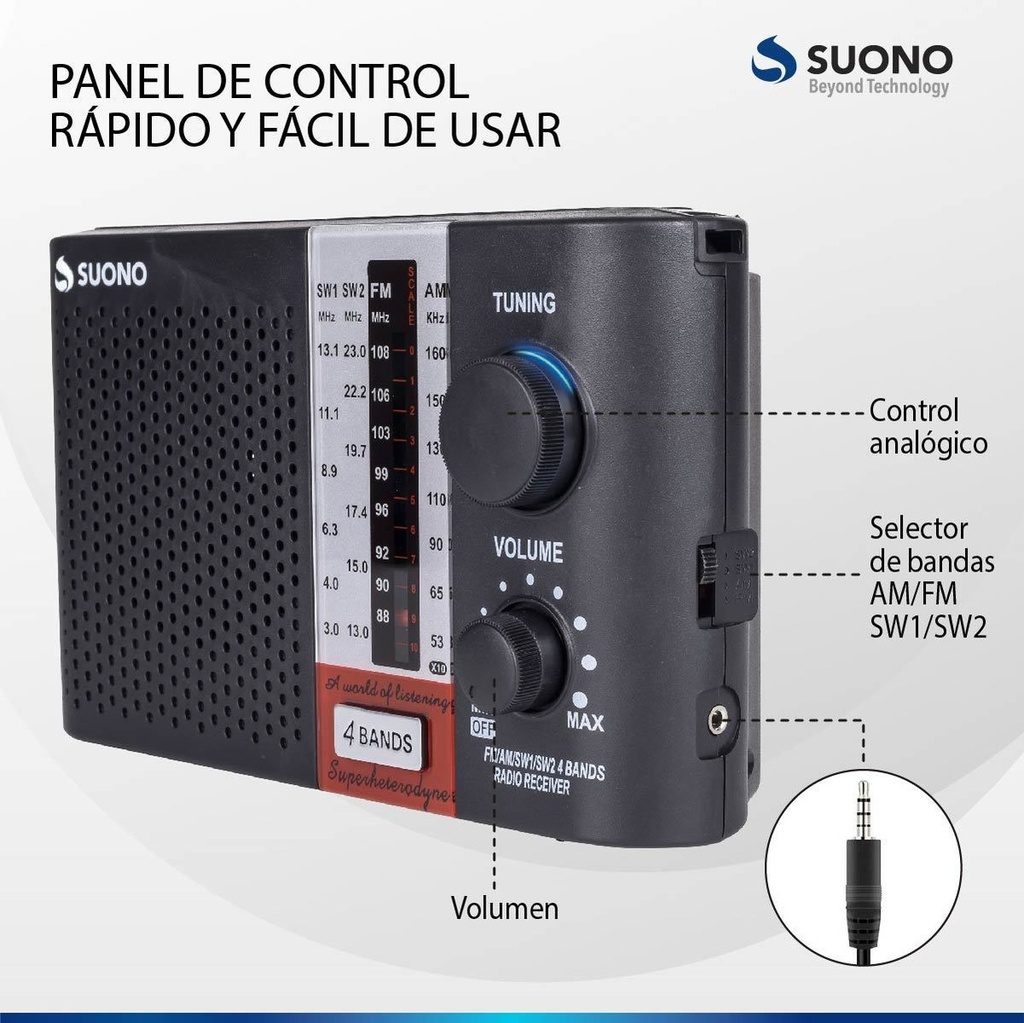 Radio Portatil Suono Ayv01234 Am Fm Color Negro