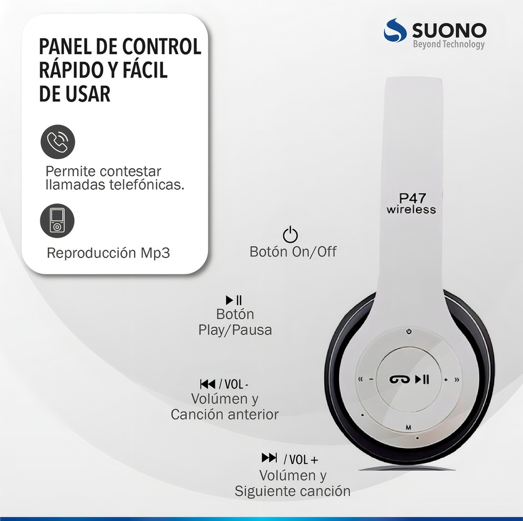 Auricular Suono Bt P47 Azul Inalambrico