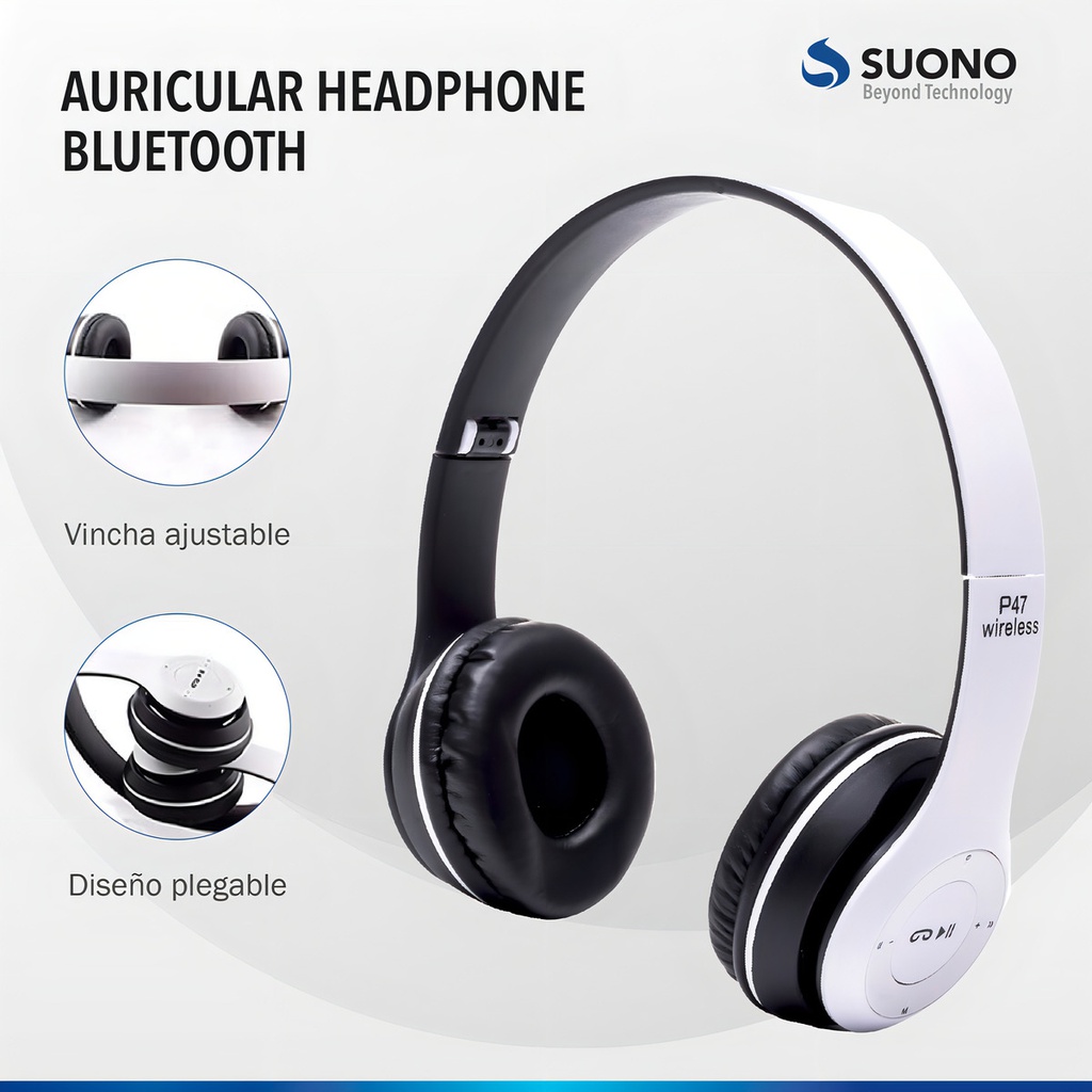 Auricular Suono Bt P47 Azul Inalambrico