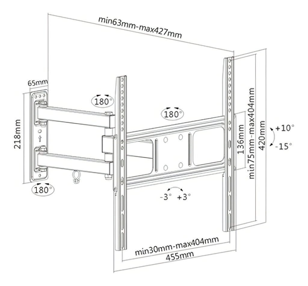Soporte Naku Sh-443 Para Tv/monitor De 32 A 75 Negro