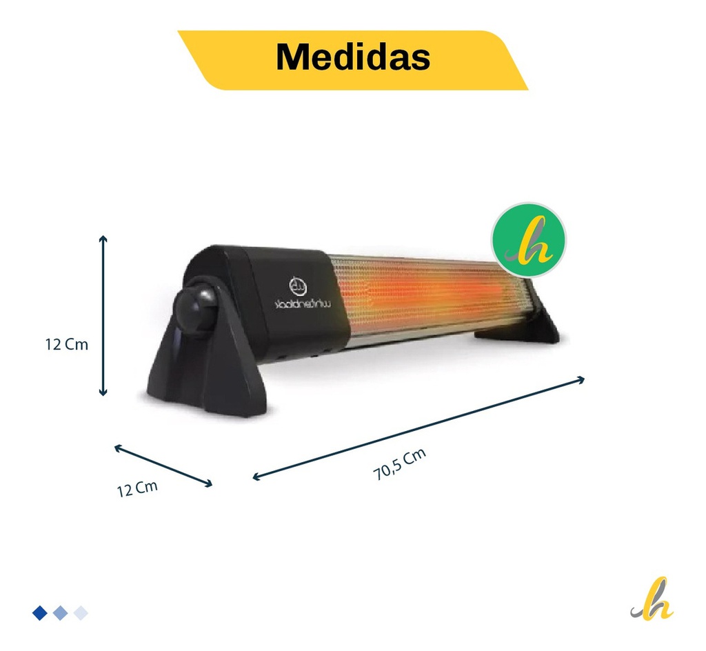 Estufa Cuarzo Horizontal Whitenblack Wbchwb02 600/1200w