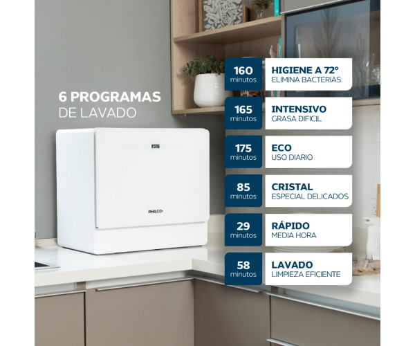 LAVAVAJILLA PHILCO PHLJ05B 5 CUBIERTOS SOBRE MESADA