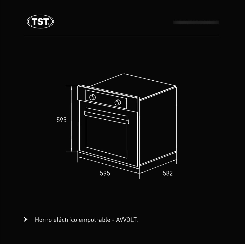 Horno Electrico Empotrable Tst Avvolto 60lt Negro 8programas