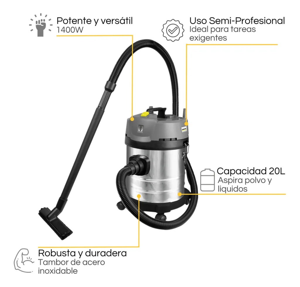 Aspiradora Profesional Karcher Nt 20/1 Me Classic 1400w