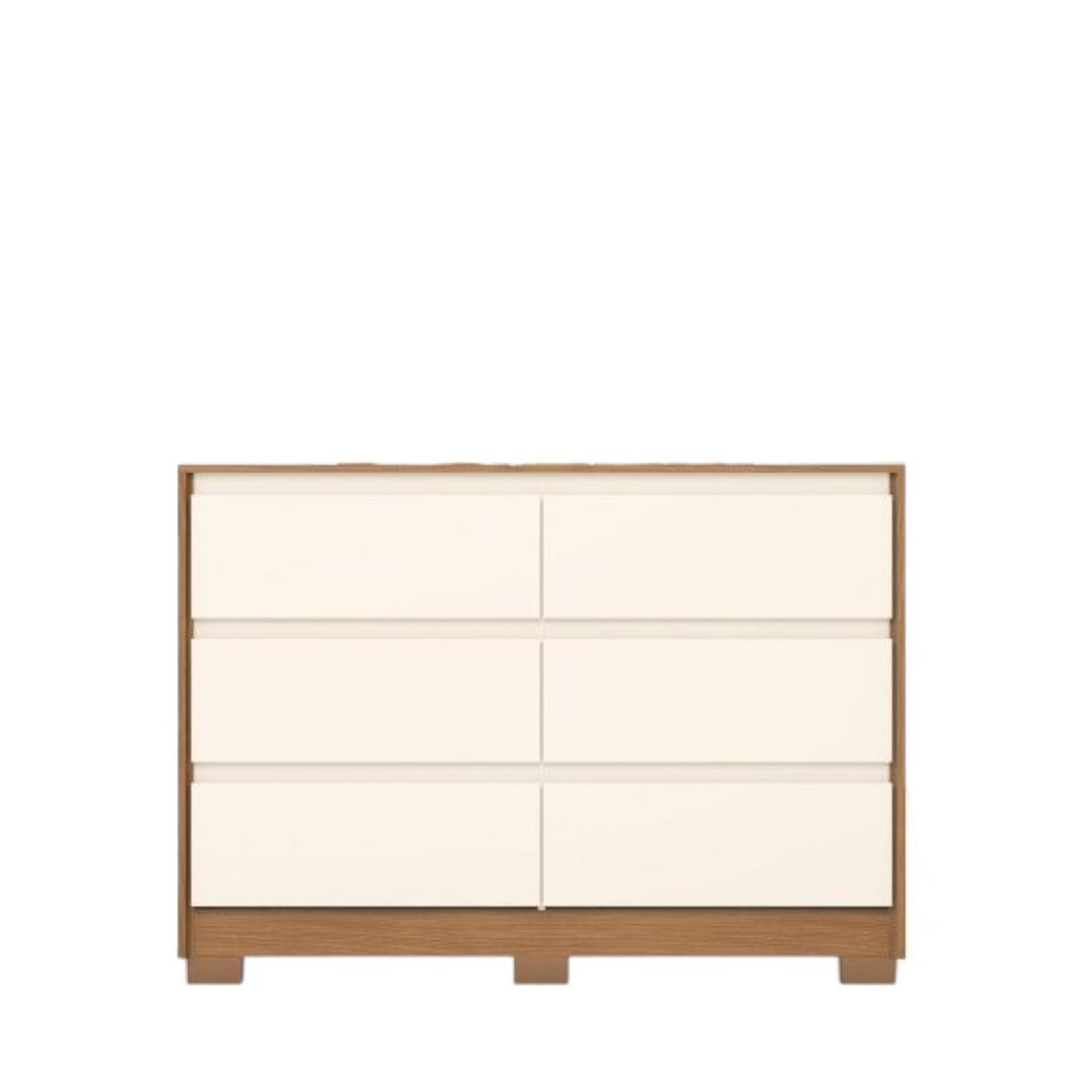 COMODA HENN RAVENNA D737-127 6 CAJONES NATURAL/BLANCO
