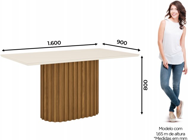 MESA HENN SOLANA SC67-127 1.60 M C/VIDRIO NATURAL/BLANCO