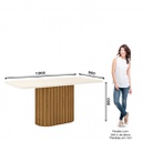 MESA SOLANA HENN SC84-127 1800MM C/VIDRIO NATURAL/BLANCO