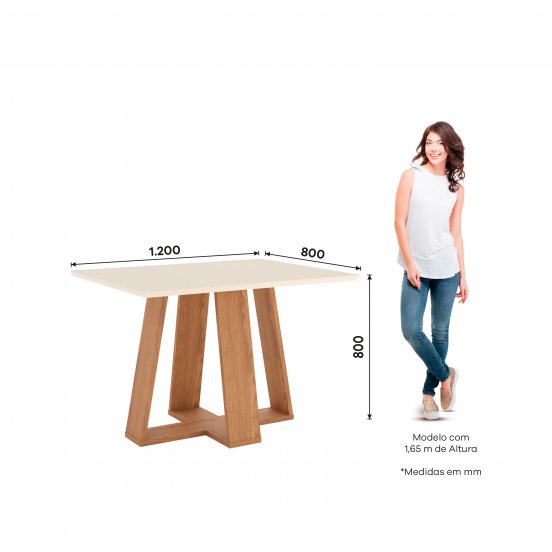MESA HENN LINS SC89-127 1.20 M C/VIDRIO NATURAL/BLANCO