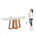 MESA HENN LINS SC96-127 2.00 M C/ VIDRIO NATURAL/BLANCO