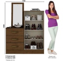 Comoda Henn B700-130 2 Puertas Con Espejo Castaño