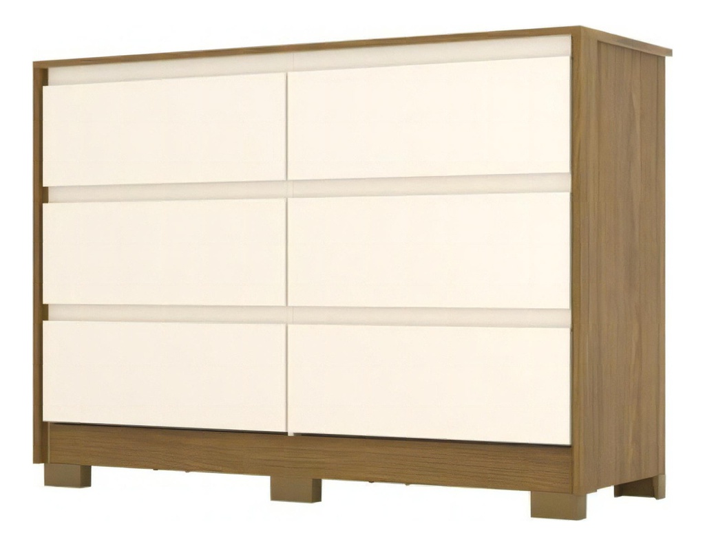 Comoda Henn Ravenna D737-127 6 Cajones Natural/blanco