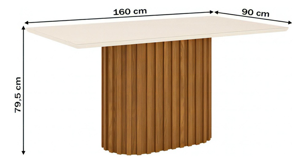 Mesa Henn Solana Sc67-127 1.60 M C/vidrio Natural/blanco