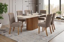 Mesa Henn Solana Sc84-127 1800mm C/vidrio Natural/blanco