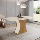 Mesa Henn Luiza Sc15-127 1.60 Con Vidrio Natural/blanco