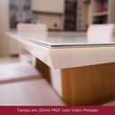 Mesa Henn Luiza Sc17-127 1.20 Con Vidrio Natural/blanco