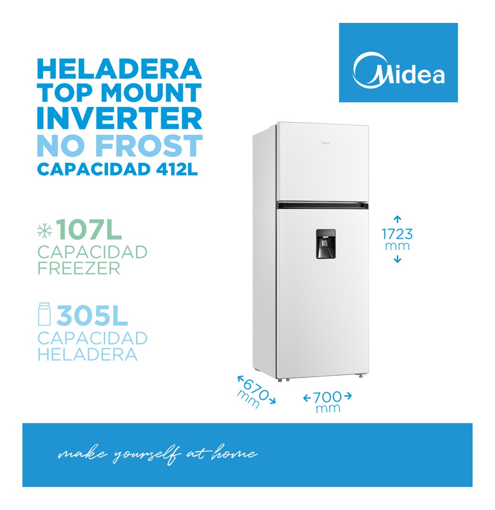 Heladera Midea Mdrt580mte01adw 412 L No Frost Blanco