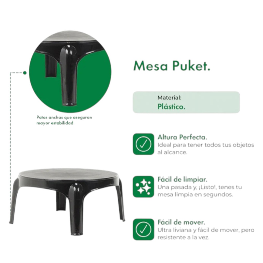 MESA GARDEN LIFE PUKET F435067 AUX REDONDA GRIS