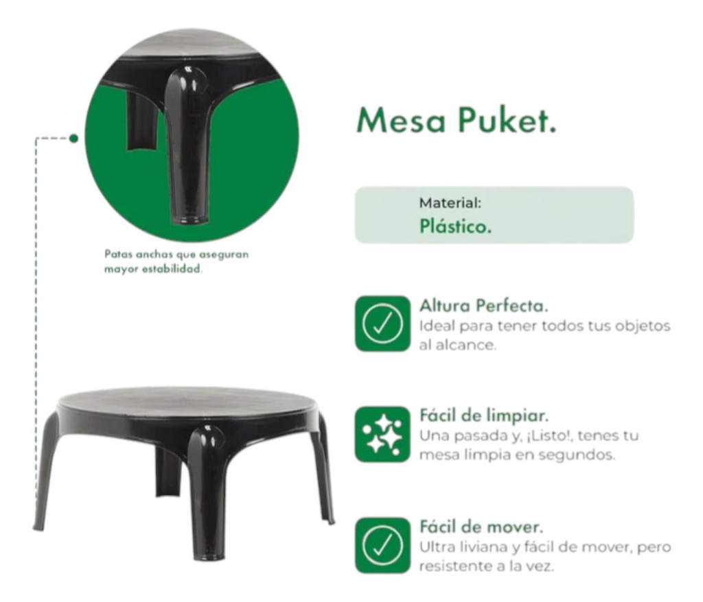 Mesa Garden Life Puket F435067 Aux Redonda Gris
