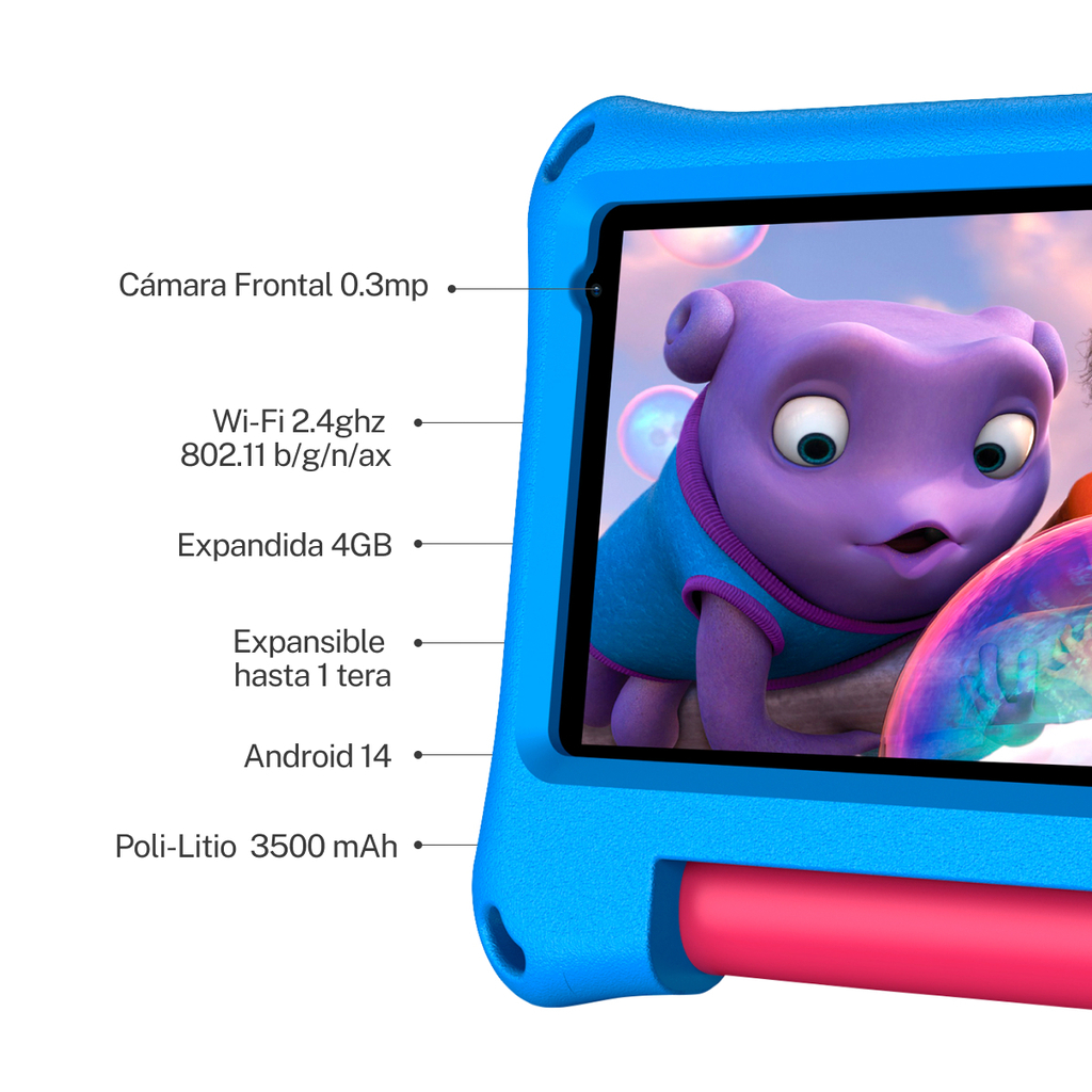 TABLET X-VIEW PROTON Q7 7&quot; KIDS 4/64 AZUL C/FUNDA