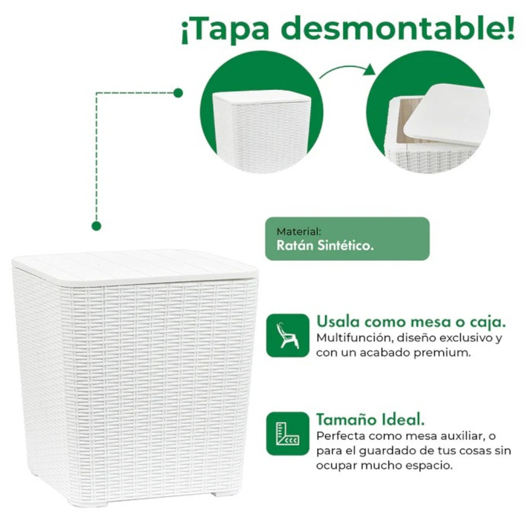 MESA GARDEN LIFE CAPRI F433000 RATTAN BLANCA