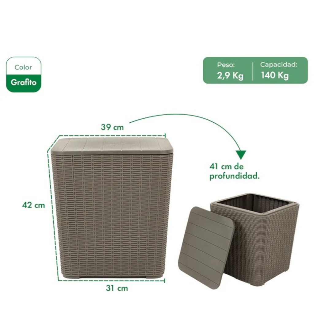 MESA GARDEN LIFE CAPRI F433067 RATTAN GRAFITO