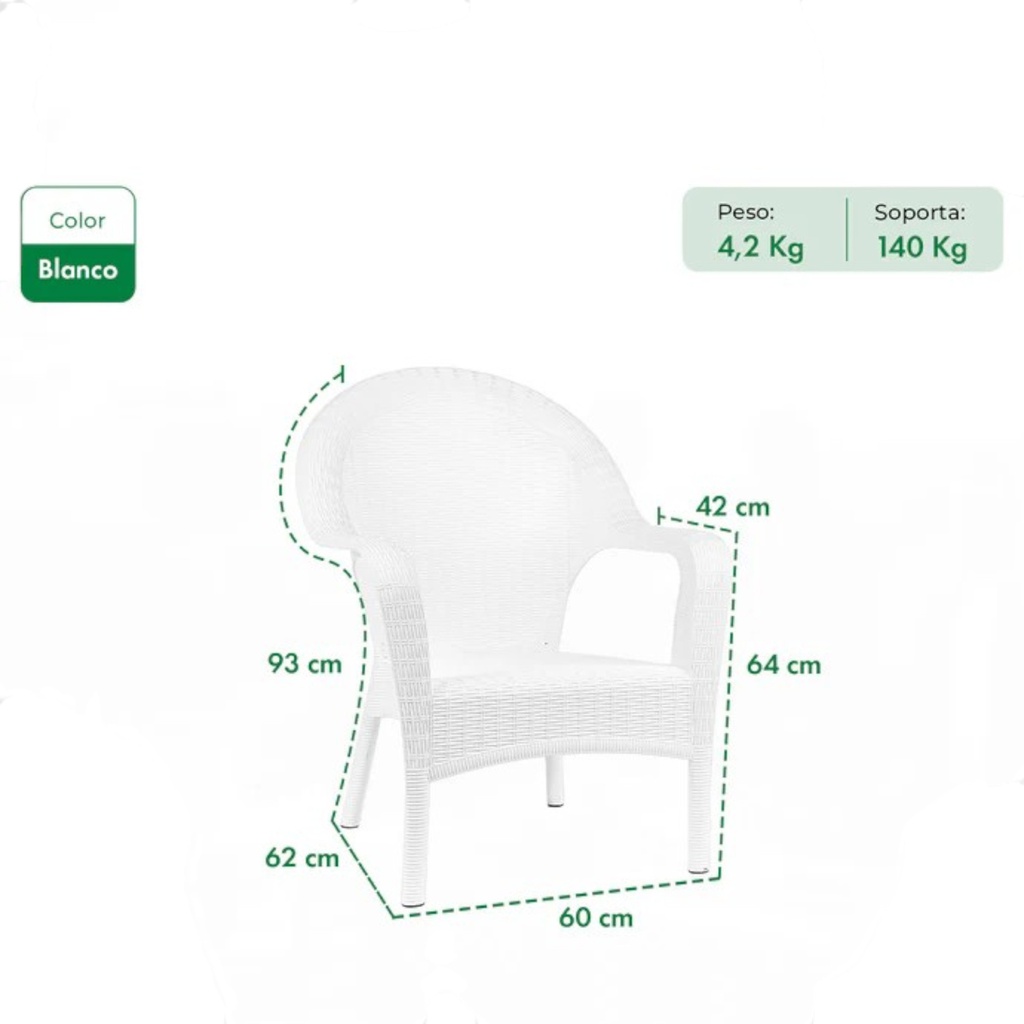 SILLON GARDEN LIFE QATAR F785600 RATTAN BLANCO