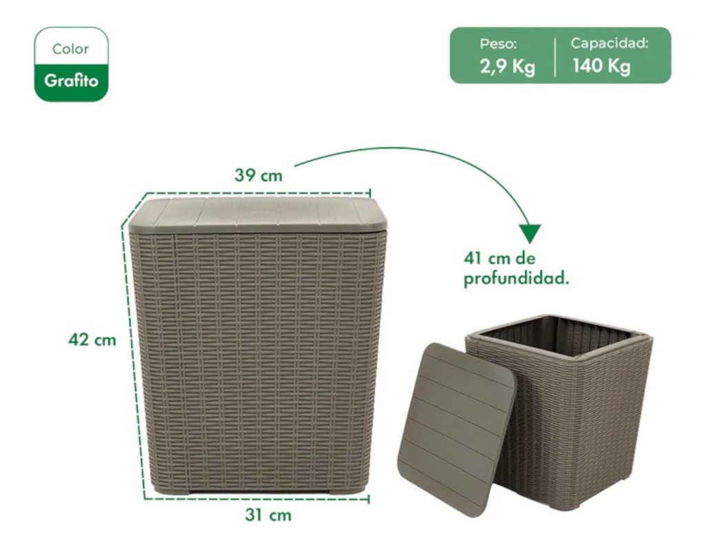 Mesa Garden Life Capri F433067 Rattan Grafito