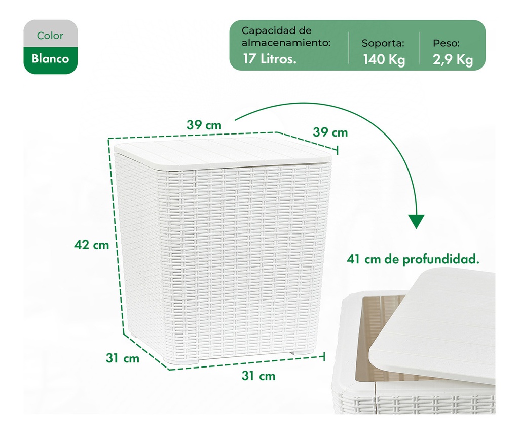 Mesa Garden Life Capri F433000 Rattan Blanca