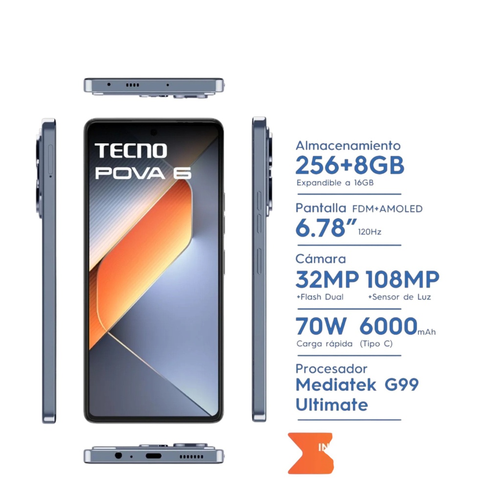 CELULAR TECNO POVA 6 LI7 256/8 GB INTERSTELLAR BLUE