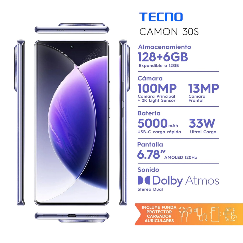 CELULAR TECNO CAMON 30S CLA5 128/6 VIOLET