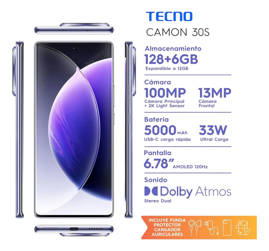 Celular Tecno Camon 30s Cla5 128/6 Violet