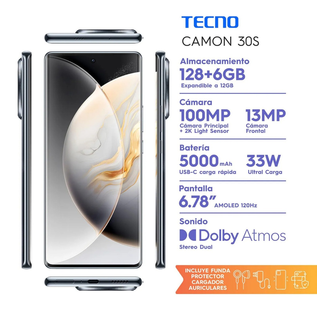 CELULAR TECNO CAMON 30S CLA5 128/6 CELESTIAL BLACK