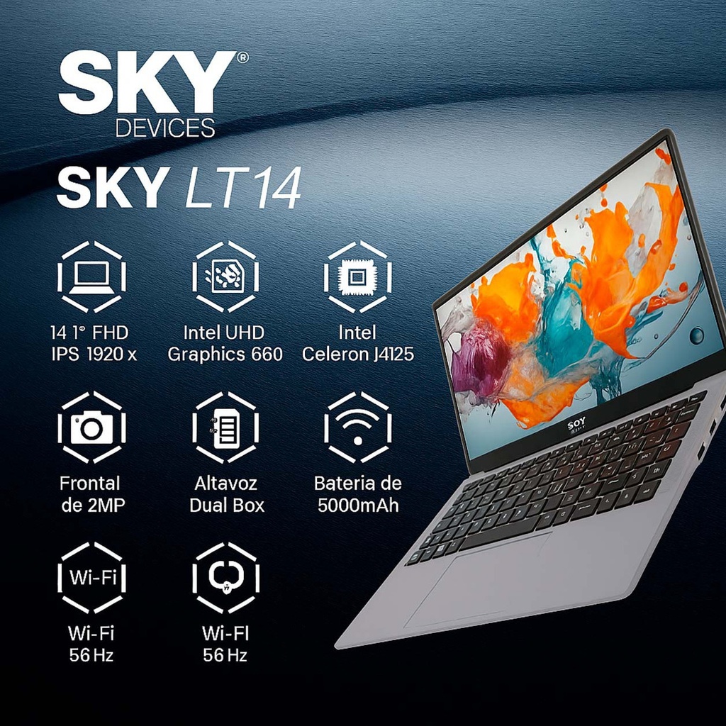 Notebook Sky Lt14 Celeron J4125 6gb 128gb 14.1 W11 Dark Gray