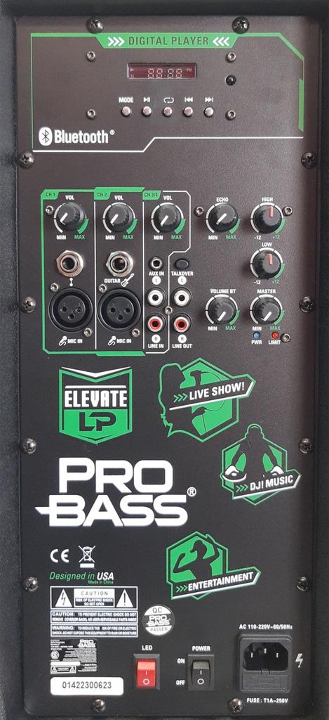 Parlante Probass Elevate Lp 15  Bt Luz Soporte