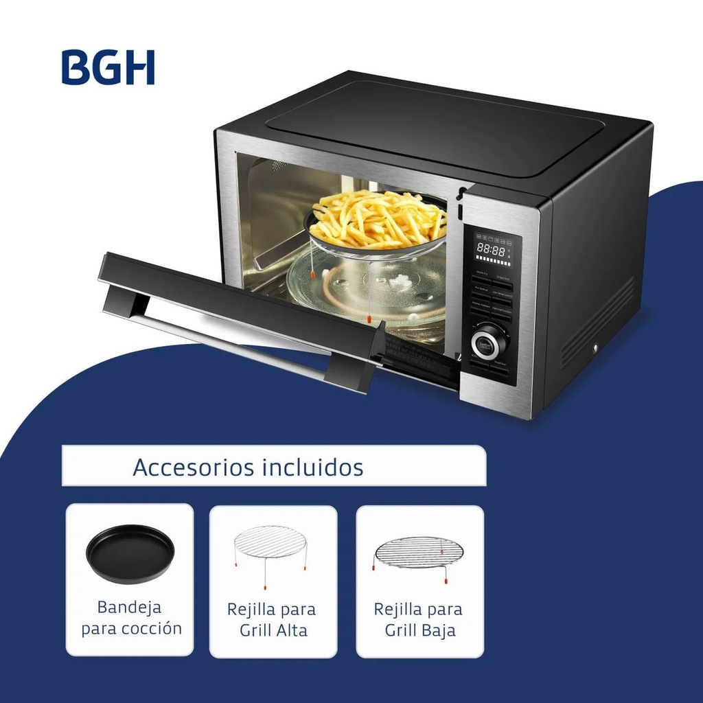 MICROONDAS BGH B330DFN24 30L AIRFRYER NEGRO