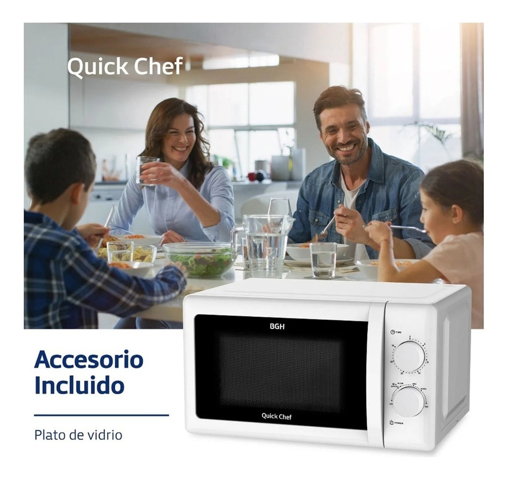 Microondas B120m20 Mecánico Quick Chef Blanco 20 Litros