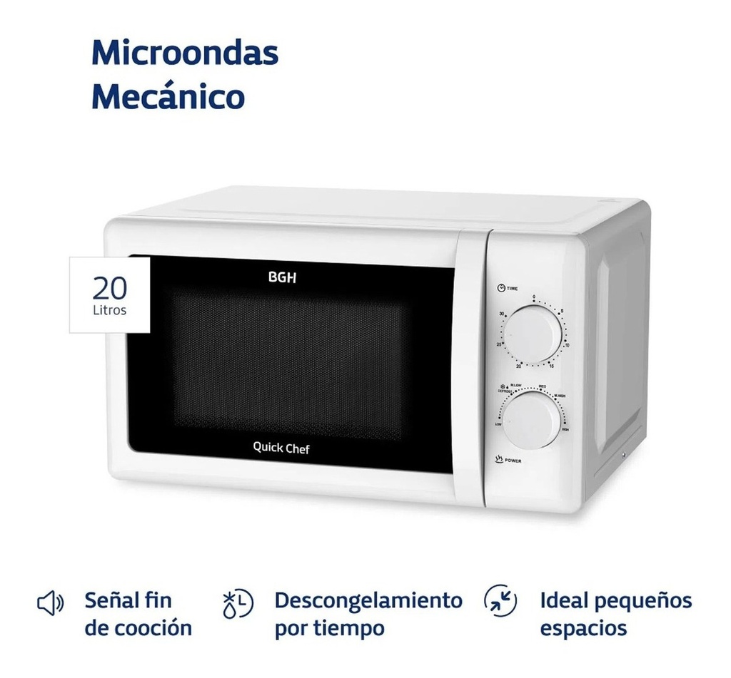 Microondas B120m20 Mecánico Quick Chef Blanco 20 Litros